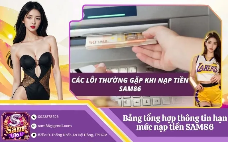 Bảng tổng hợp thông tin hạn mức nạp tiền SAM86